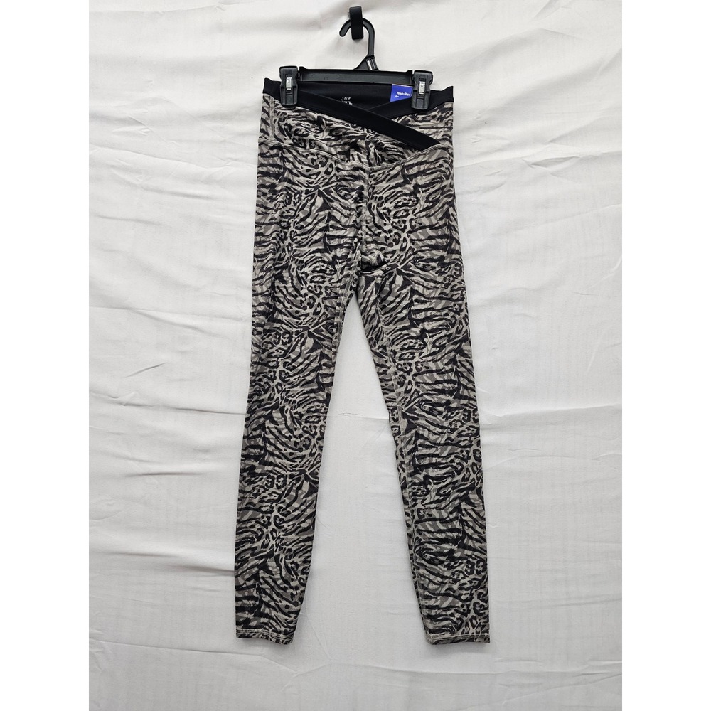 JoyLab Womens High-Rise Animal Print Leggings Gray Nylon Blend Workout Size S